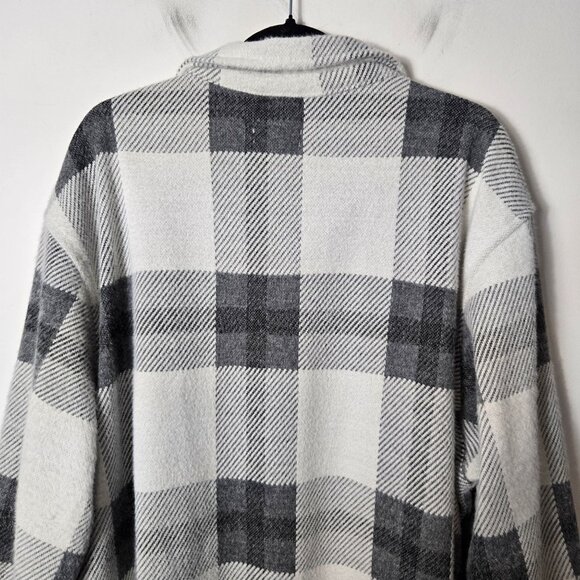 Maurices Size 2X Plaid Fleece Gray Button-Up Shirt Jacket Shacket - Picture 8 of 9